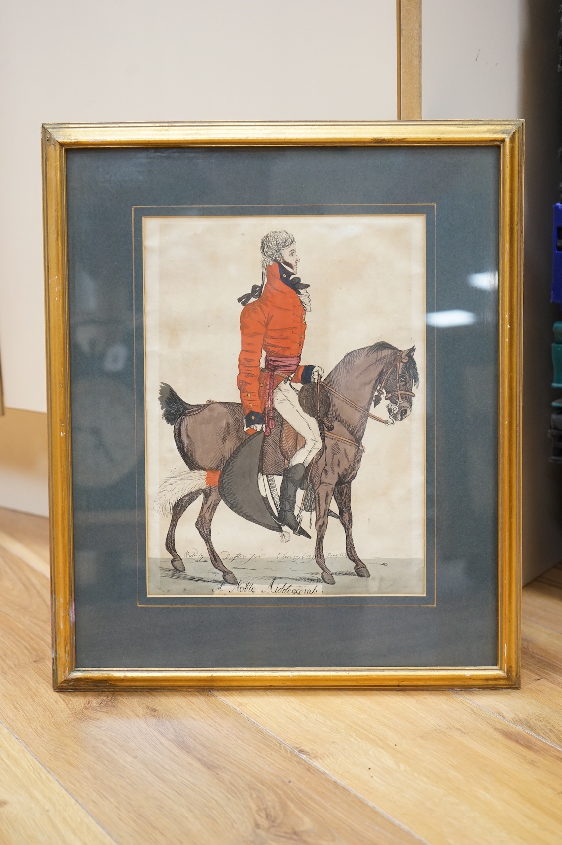 Richard Dighton (1795-1880), two early 19th century military coloured engravings published Charing Cross; ‘A Noble General’ and ‘A Noble Aid de Camp’, two early 19th century military coloured engravings, 29 x 23cm